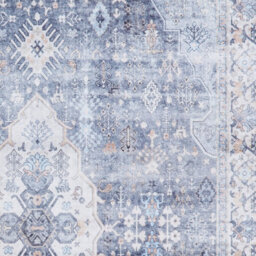 Blue Traditional Bordered Geometric Rug Easy To Clean Living Room And Bedroom-120Cm X 170Cm - thumbnail 3