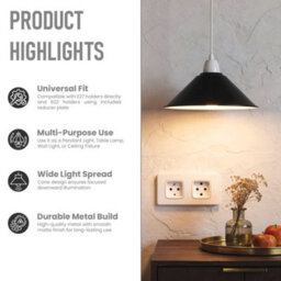 22Cm Blue Industrial Metal Lamp Shade Easy Fit Retro Cone Pendant Light Shade For Kitchen - thumbnail 8