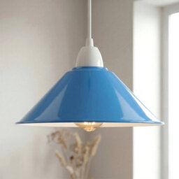 22Cm Blue Industrial Metal Lamp Shade Easy Fit Retro Cone Pendant Light Shade For Kitchen - thumbnail 6