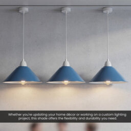 22Cm Blue Industrial Metal Lamp Shade Easy Fit Retro Cone Pendant Light Shade For Kitchen - thumbnail 7