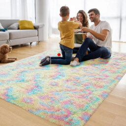 Ameha Shaggy Area Rugs Living Room Large 160X230 Cm Rainbow For Bedroom, Lounge Super Soft Non Slip Modern Floor For Bedside Carpets - thumbnail 2