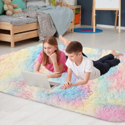 Ameha Shaggy Area Rugs Living Room Large 160X230 Cm Rainbow For Bedroom, Lounge Super Soft Non Slip Modern Floor For Bedside Carpets - thumbnail 5