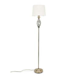 Valuelights Memphis Traditional Antique Brass Twist Floor Lamp With Fabric Lampshade - thumbnail 2