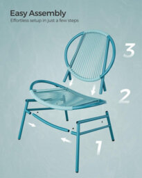 Songmics Outdoor Bistro Set, 3 Pieces, Indoor And Outdoor Acapulco Chairs, Side Table And 2 Chairs, Lake Blue - thumbnail 5