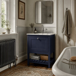 Balterley Coppenhall Contemporary 1 Drawer Floor Standing Vanity Unit With Stone Basin, Indigo Blue, 600mm - thumbnail 4