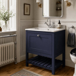 Balterley Coppenhall Contemporary 1 Drawer Floor Standing Vanity Unit With Stone Basin, Indigo Blue, 600mm - thumbnail 3