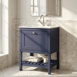 Balterley Coppenhall Contemporary 1 Drawer Floor Standing Vanity Unit With Stone Basin, Indigo Blue, 600mm - thumbnail 2