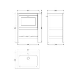 Balterley Coppenhall Contemporary 1 Drawer Floor Standing Vanity Unit With Stone Basin, Indigo Blue, 600mm - thumbnail 5