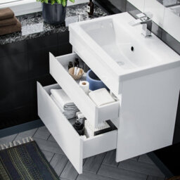 Nes Home Hardie 600mm 2 Drawer White Wall Hung Vanity Cabinet And Basin Sink Unit - thumbnail 6