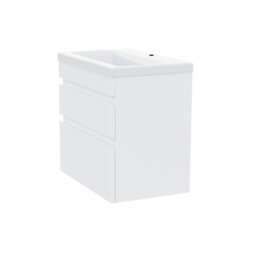 Nes Home Hardie 600mm 2 Drawer White Wall Hung Vanity Cabinet And Basin Sink Unit - thumbnail 7