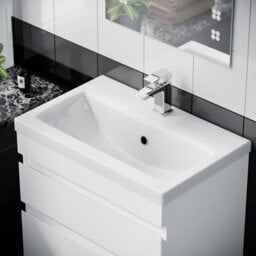 Nes Home Hardie 600mm 2 Drawer White Wall Hung Vanity Cabinet And Basin Sink Unit - thumbnail 4