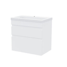 Nes Home Hardie 600mm 2 Drawer White Wall Hung Vanity Cabinet And Basin Sink Unit - thumbnail 8