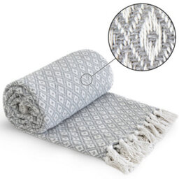 Emma Barclay Casablanca 100% Recycled Cotton Throw, Silver - 127 X 152 Cm - thumbnail 2