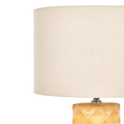 Wyld And Coco Lumina Table Lamp 49 Cm, Yellow Ceramic Base With Geometric Pattern And Beige Cotton Shade - thumbnail 5