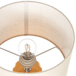 Wyld And Coco Lumina Table Lamp 49 Cm, Yellow Ceramic Base With Geometric Pattern And Beige Cotton Shade - thumbnail 7