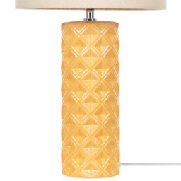 Wyld And Coco Lumina Table Lamp 49 Cm, Yellow Ceramic Base With Geometric Pattern And Beige Cotton Shade - thumbnail 6
