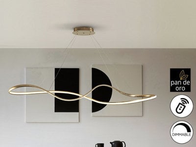 Luminosa Lighting Luminosa Lia Bar Pendant Ceiling Light Gold Leaf Led 2700-5000K Remote Control - Uk Stock - image 1