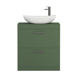 Royal Bathrooms Turin 600mm Freestanding Bathroom Vanity Unit With Sink 2 Drawer Matt Green & Cesar Countertop Basin - thumbnail 5