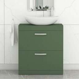 Royal Bathrooms Turin 600mm Freestanding Bathroom Vanity Unit With Sink 2 Drawer Matt Green & Cesar Countertop Basin - thumbnail 1