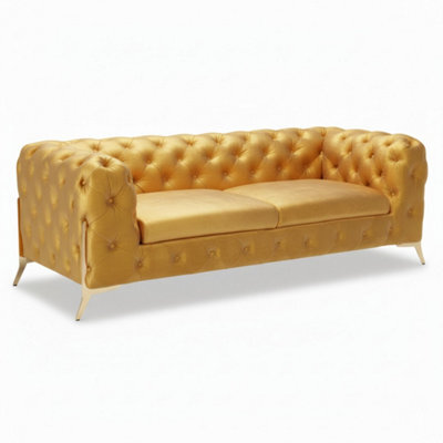 Stratus Interiors Modern Italian Chesterfield Sofa Plush Velvet 3 Seater 195W