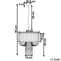 Wyld And Coco Glam Pendant Lamp Grey Metal With Acrylic Glass Droplets, 83 Cm Drop - thumbnail 3