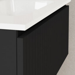 Banyetti Linea Matt Black Ribbed Wall Hung Vanity Unit 800mm X 460mm - thumbnail 2