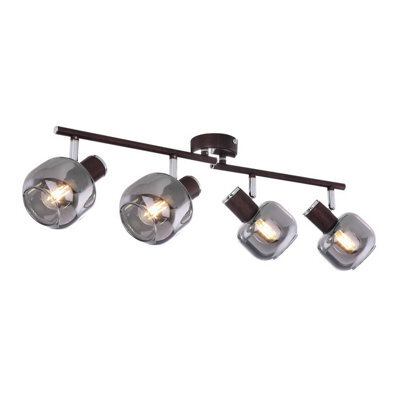 Luminosa Lighting Luminosa Pallo Ceiling Spotlight Bar Bronze Colored Smoke Glass Shade 4X E14 - image 1