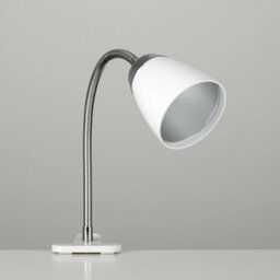 Valuelights Huey Single Gloss White And Chrome Clamp Clip On Led Desk Spotlight Adjustable Table Light - thumbnail 4