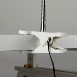 Valuelights Huey Single Gloss White And Chrome Clamp Clip On Led Desk Spotlight Adjustable Table Light - thumbnail 3