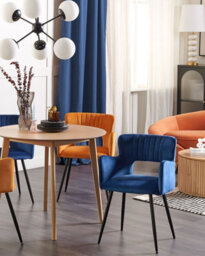Beliani Set Of 2 Dining Chairs Sanilac Velvet Navy Blue - thumbnail 2