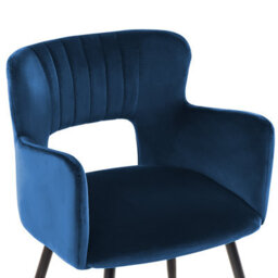 Beliani Set Of 2 Dining Chairs Sanilac Velvet Navy Blue - thumbnail 7