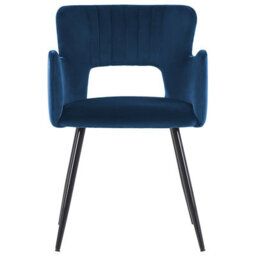 Beliani Set Of 2 Dining Chairs Sanilac Velvet Navy Blue - thumbnail 4