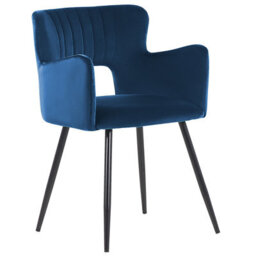 Beliani Set Of 2 Dining Chairs Sanilac Velvet Navy Blue - thumbnail 5