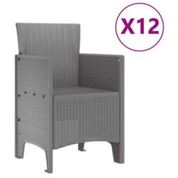 Berkfield Modern Garden Dining Set 13 Pcs Light Grey Polt Rattan - thumbnail 5