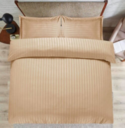 Casabella Satin Stripe Duvet Cover Sets King Beige Bedding With Satin Stripes, King Size Duvet Cover Sets & Pillowcases - thumbnail 4