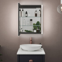 550 X 700mm Ip44 Led Bathroom Mirror Cabinet With Bluetooth Speaker And Touch Demister - thumbnail 5