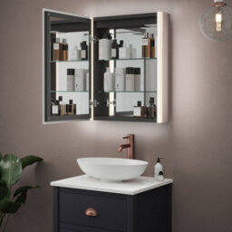 550 X 700mm Ip44 Led Bathroom Mirror Cabinet With Bluetooth Speaker And Touch Demister - thumbnail 4