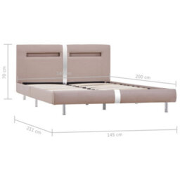 Berkfield Bed Frame With Led Cappuccino Faux Leather 135X190 Cm 4Ft6 Double - thumbnail 8