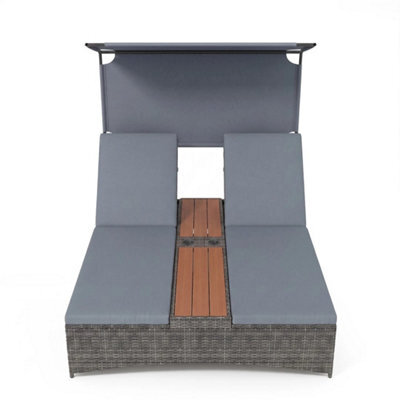 Pe Wicker Garden Patio Sun Lounger For 2 Person - image 1