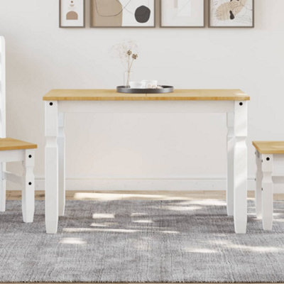 Berkfield Dining Table Corona White 112X60X75 Cm Solid Wood Pine - image 1