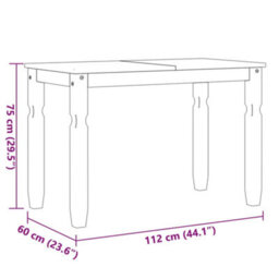 Berkfield Dining Table Corona White 112X60X75 Cm Solid Wood Pine - thumbnail 8