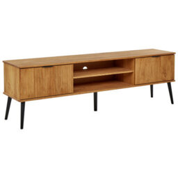 Beliani Tv Stand Timmins Pine Wood Brown