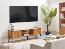 Beliani Tv Stand Timmins Pine Wood Brown - thumbnail 2