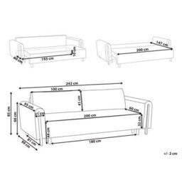 Beliani Sofa Bed 3 Seater Kvam With Storage Boucle Brown - thumbnail 3