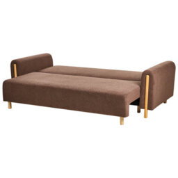 Beliani Sofa Bed 3 Seater Kvam With Storage Boucle Brown - thumbnail 7