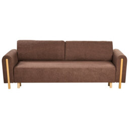 Beliani Sofa Bed 3 Seater Kvam With Storage Boucle Brown - thumbnail 5