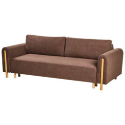 Beliani Sofa Bed 3 Seater Kvam With Storage Boucle Brown - thumbnail 6