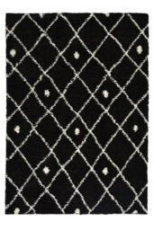 Melrose Shaggy Nomadic Black White Patterned Lines Indoor Medium Area Rug 120/170Cm - thumbnail 4
