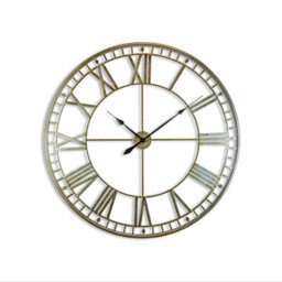 Life Interiors Modern Large Silver Skeleton Clock