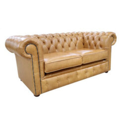 Chesterfield 2 Seater Old English Buckskin Leather Sofa Settee Bespoke In Classic Style - thumbnail 3